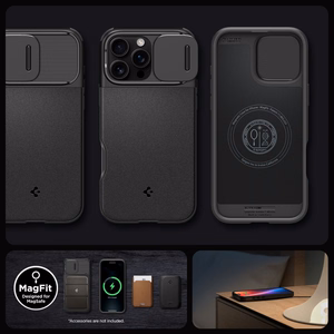 Spigen Optik Armor Mag Ümbris with MagSafe jaoks iPhone 16 Pro Max - Must