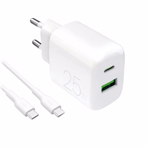 Puro PROLITE 25W USB-A / USB-C wall laadija + USB-C - USB-C kaabel 1.2m - valge