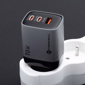 Phone laadija Forcell F-Energy GaN III 2 x USB C + USB A QC4.0 3,45A PD 70W SAM SFC2.0 with display LCD VT-37 hall
