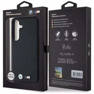 BMW Leather Carbon MagSafe Ümbris jaoks Samsung Galaxy S25 - must
