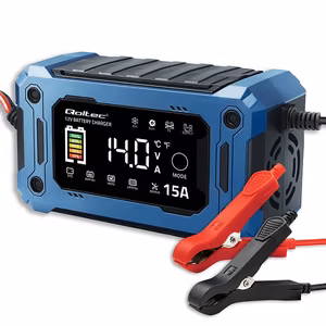 Qoltec 52496 Charger 12V 15A | Rectifier with repair function and maintaining power supply during battery replacement | for AGM GEL LiFePO4 | LCD