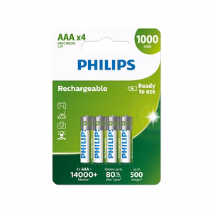 PHILIPS Laetav aku AAA NiMH 1000mAh 4 tk. komplekt