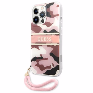 Guess GUHCP13LKCABPI iPhone 13 Pro / 13 6.1" розовый/розовый жёсткий чехол Camo Strap Collection