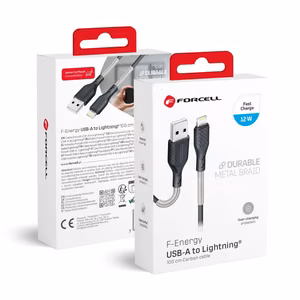 Kaabel USB A to Lightning Forcell F-Energy 2,4A 12W Carbon 1 m CB-01A must