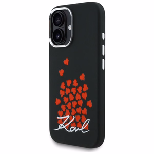 Karl Lagerfeld Silicone Heart Sign Logo MagSafe Case for iPhone 16 - Black