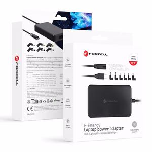 FORCELL F-ENERGY E856 uniwersal laptop laadija 90W (6 adaptors) - czarny