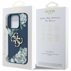 Guess Grained Roses Big 4G logo ümbris jaoks iPhone 16 Pro Max - sinine