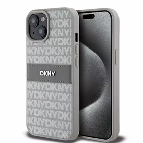 DKNY Leather Mono Stripe & Metal Logo ümbris jaoks iPhone 15 / 14 / 13 - beige