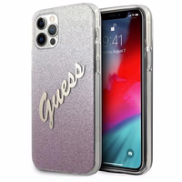 Guess GUHCP12LPCUGLSPI iPhone 12 Pro Max 6.7" roosa/roosa kõvakott Glitter Gradient Script