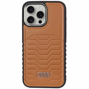 Audi чехол из синтетической кожи с MagSafe для iPhone 15 Pro Max - коричневый