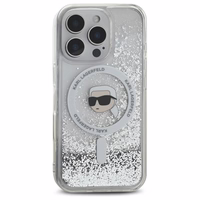 Karl Lagerfeld Liquid Glitter Karl Head Magsafe Ümbris jaoks iPhone 16 Pro - Clear