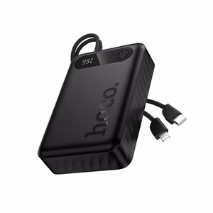 Akupank Hoco 20000 mAh QC PD 2A 22,5W sisseehitatud kaablitega USB C + Lightning J171A must