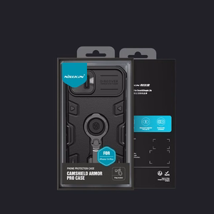 Nillkin CamShield Armor Pro Case iPhone 14 Plus ümbris soomustatud kate koos kaamerakaane rõngaga statiiviga must