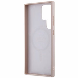 Guess 4G Collection Кожаный металлический чехол с логотипом MagSafe для Samsung Galaxy S24 Ultra - Розовый