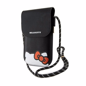 Hello Kitty Hiding Kitty Cord kunstnahast põiki üle keha kantav telefonikott, must