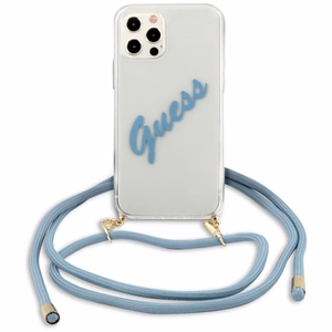 Guess GUHCP12LCRTVSBL iPhone 12 Pro Max 6.7" sinine/sinine kõvakott Script Vintage