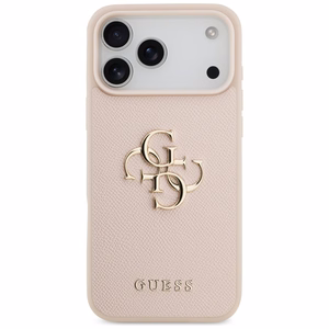 Guess Grained Big 4G & Classic Logo Ümbris jaoks iPhone 17 Pro Max - Roosa