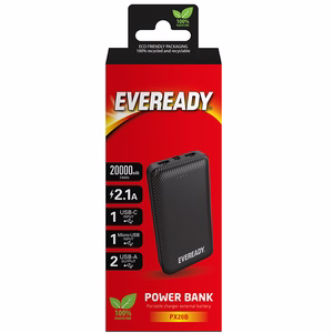 Eveready PX20B akupank, 20000 mAh, 2 × USB-A, must
