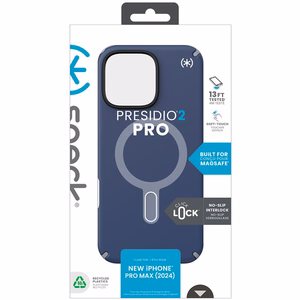 Speck Presidio2 Pro MagSafe'i ja ClickLocki toega ümbris iPhone 16 Pro Max-le, Coastal Blue/Dust Grey