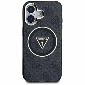 GUESS ümbris jaoks IPHONE 16 compatible with MagSafe GUHMP16SHG4PRTGK (IML Metal Glitter 4G Circle Triangle) must