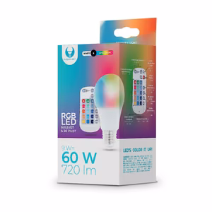 LED Bulb E27 A60 RGB + valge 9W + RC Forever Light