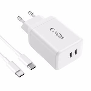 Tech-Protect NC45W-GAN 2-PORT PD45W Laadija + TYPE-C CABLE - valge