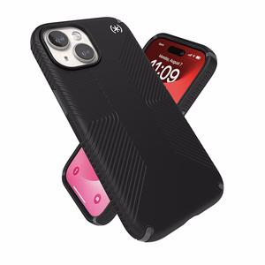 Speck Presidio2 Grip MagSafe ümbris seadmele iPhone 17e / 16e / 15 / 14 / 13, must kiltkivihallide detailidega