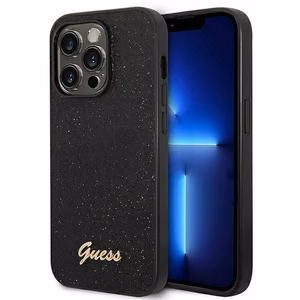Guess Glitter Script ümbris iPhone 14 Pro jaoks - must