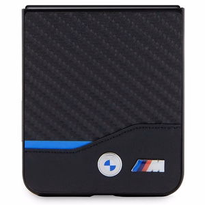 BMW Leather Carbon ümbris jaoks Samsung Galaxy Z Flip 5 - must