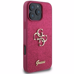 Guess Glitter Script Big 4G iPhone 16 Pro Ümbris - lilla