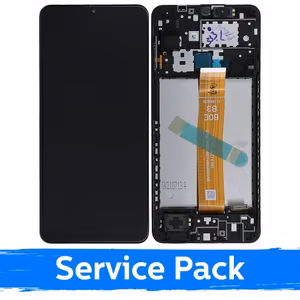 LCD Ekraan Ühildub Samsung A127 A12s (Nacho) Must Koos Frame (Service Pack)