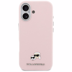 Karl Lagerfeld Karl & Choupette Head Pins Saffiano MagSafe Ümbris for iPhone 17 - roosa