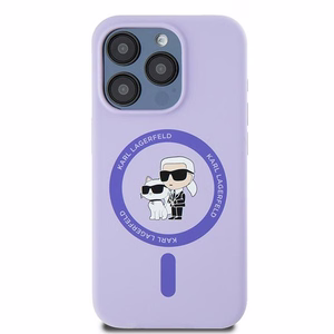 Karl Lagerfeld Silicone Karl&Choupette Heads Ring MagSafe Ümbris jaoks iPhone 15 Pro - Lilla