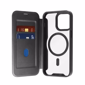 Puro Book Mag MagSafe Leather Ümbris with Flap and Card Slot jaoks iPhone 16 Pro - Must