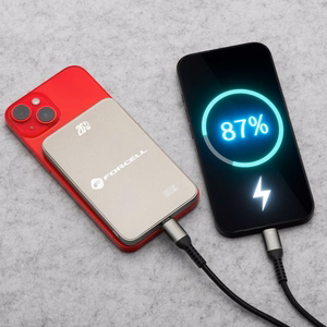 Powerbank compatible with MagSafe Forcell F-Energy SuperSlim F5K8 QC4.0 PD3.0 15W 5000 mAh titanium desert