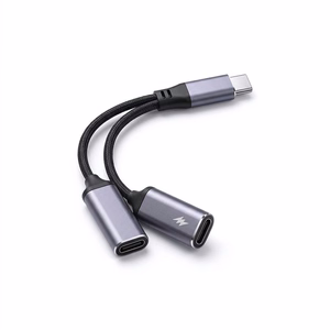 Adapter AUX 2in1 Type C isane to Type C emane / Type C emane Blue Star must [DAC] - max 25W laadimine
