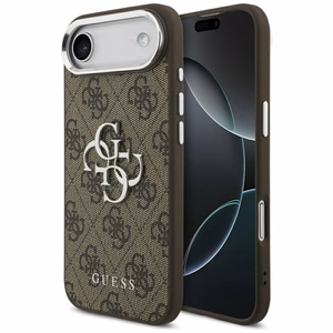 GUESS ümbris fir IPHONE 17 Air GUHCP17MP4G4SMCW (4G PU Leather Ümbris with Big 4G AND Classic Logo and Hõbedane Metal Camera Frame) brown