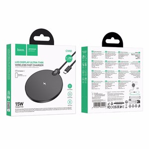 Juhtmevaba laadija Hoco 15W with kaabel USB C and digital display CW62 must