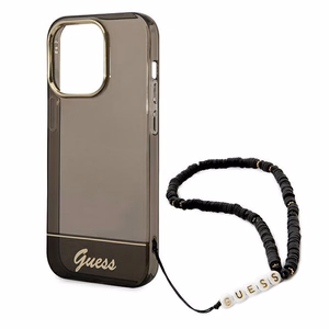 Guess Läbipaistev Pearl rihmaga ümbris iPhone 14 Pro jaoks - must
