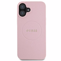 Guess Grained Kuldne Ring MagSafe iPhone 16 Plus Ümbris - Roosa