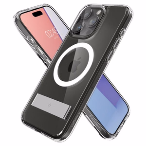Spigen Ultra Hybrid S MagSafe Ümbris with Stand jaoks iPhone 15 Pro - läbipaistev