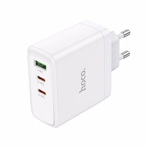 Phone Laadija Hoco 2 x USB C + USB A GaN QC PD 65W N30 valge