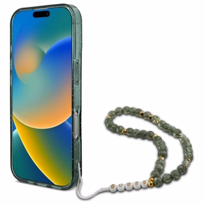Guess IML Glitter With Pearl Strap MagSafe ümbris jaoks iPhone 16 Pro Max - roheline