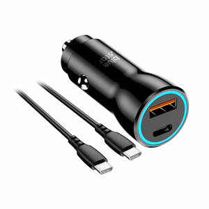Car Laadija sinine Star USB C + USB A QC3.0 PD AFC PPS 3A 30W + Kaabel USB C to USB C must