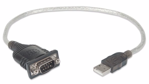 Manhattan USB-A jada-konverteri kaabel, 45cm, Male to Male, Serial/RS232/COM/DB9, Prolific PL-2303RA kiip, must/hõbedane kaabel, kolme aasta garantii, vastab ICUSB232V2