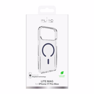 Puro Lite Mag TPU+PC Ümbris Compatible with MagSafe jaoks iPhone 17 Pro Max - Läbipaistev with Sinine Ring