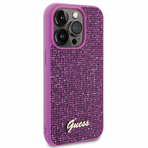 Guess Disco Metal Script ümbris jaoks iPhone 15 Pro - roosa