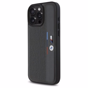BMW M Perforated Tricolor Detail Line iPhone 16 Pro Ümbris - Dark hall