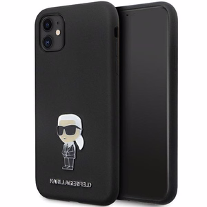 Karl Lagerfeld KLHCN61SMHKNPK ümbris jaoks iPhone 11 / Xr - must Silicone Ikonik Metal Pin