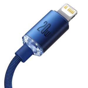 Кабель USB Baseus "Crystal Shine" синий Type-C / Lightning 200 см (до 20W)